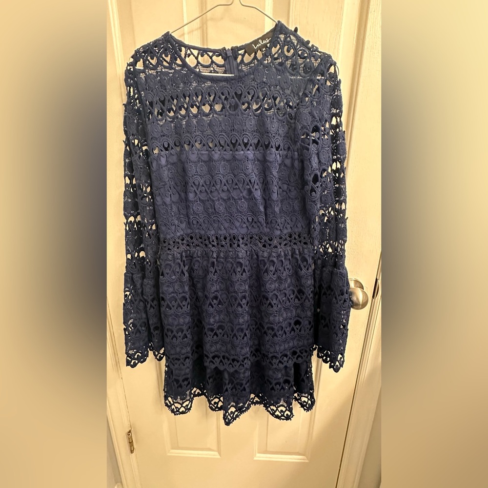 Elegant Navy Lace Dress